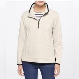Market & Spruce Women's Quilted Zip-Up Sweater - Light Gray